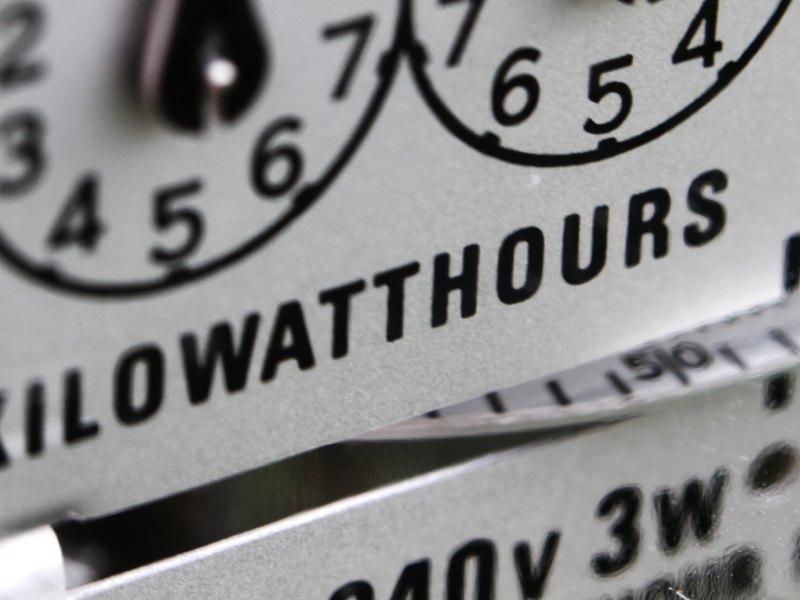 Closeup of an electrical meter.